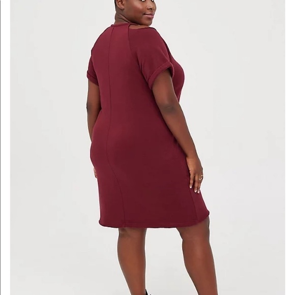 TORRID cold shoulder wine cozy fleece dress! - Picture 3 of 6